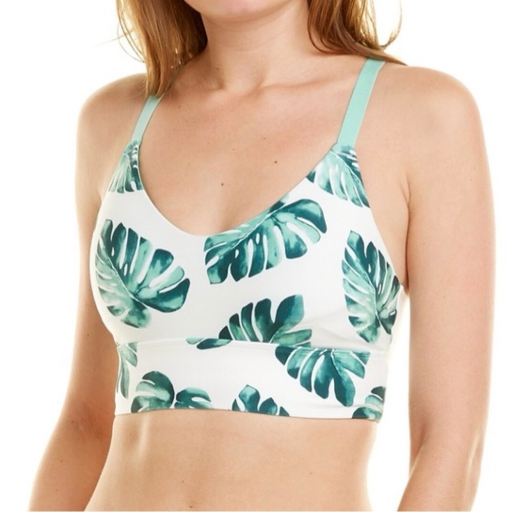 Wildfox Sweat Green Banana Leaf Pattern Sports Bra Size M